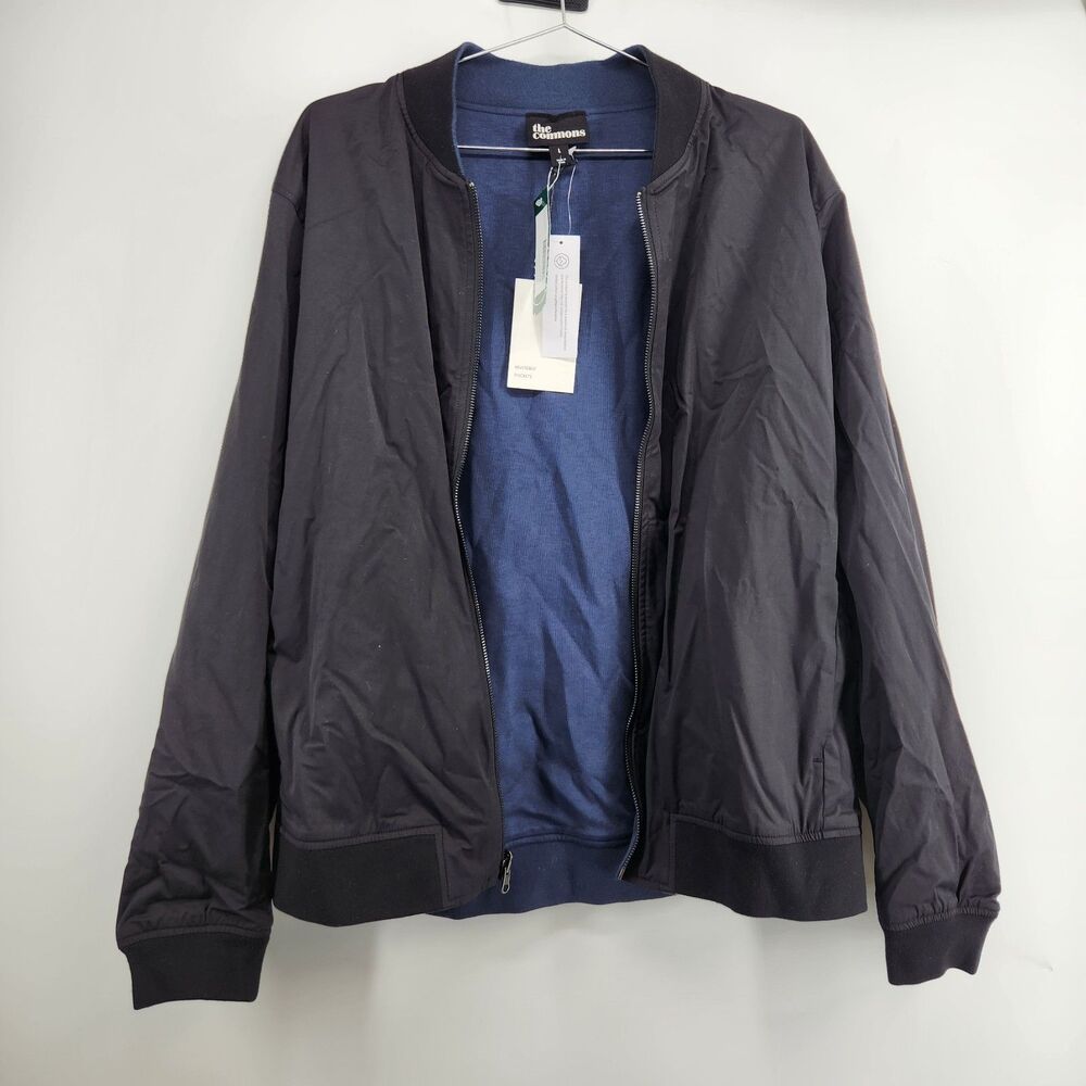 The‎ Commons Men's Black Large Reversible Bomber Jacket NWT